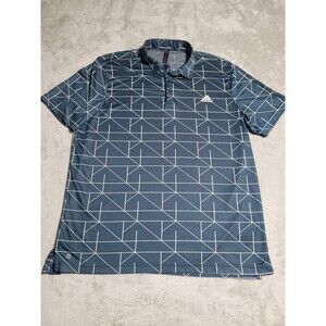 Adidas Polo Shirt Mens XL Blue Geometric Golf Performance Short Sleeve Jersey